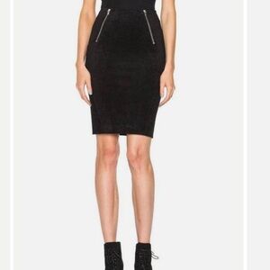 T by Alexander Wang Black Velveteen Scuba Zip Stretch Pencil Skirt Size 4